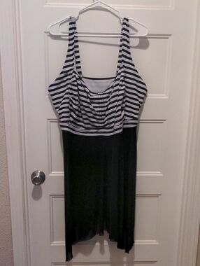 Daci Striped Mesh Handkerchief Swim Dress Top No Bottoms 24W